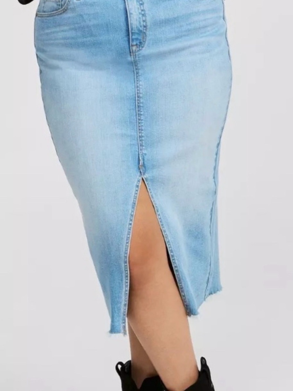 torrid Light Wash Blue Denim Midi Skirt with Front Slit